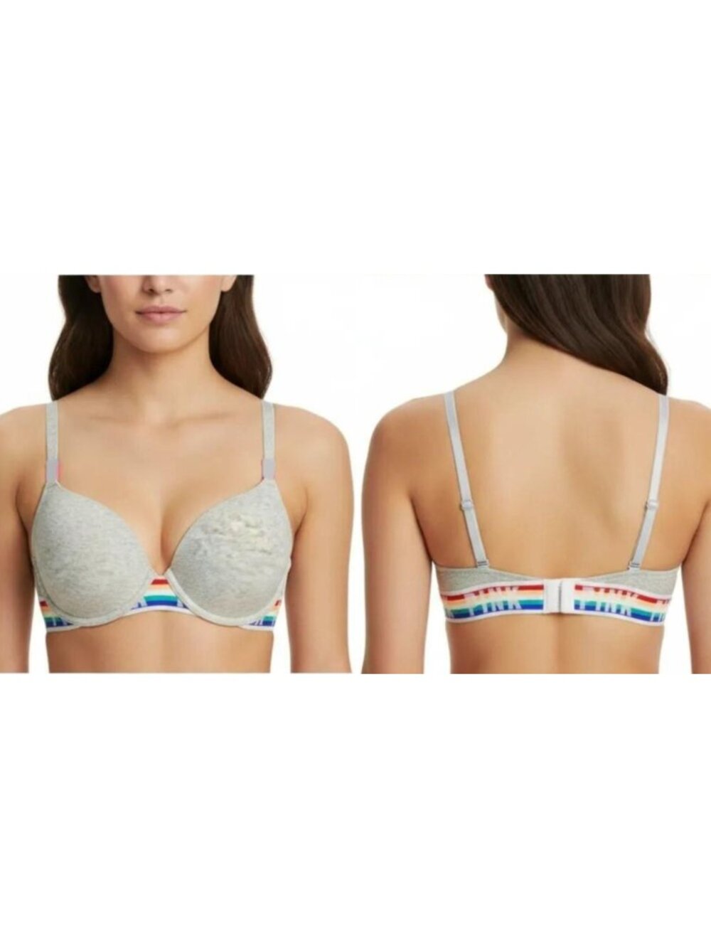 Victoria's Secret Pink Women's Wear Everywhere Push Up Rainbow Bra Size 32DD - Picture 2 of 12